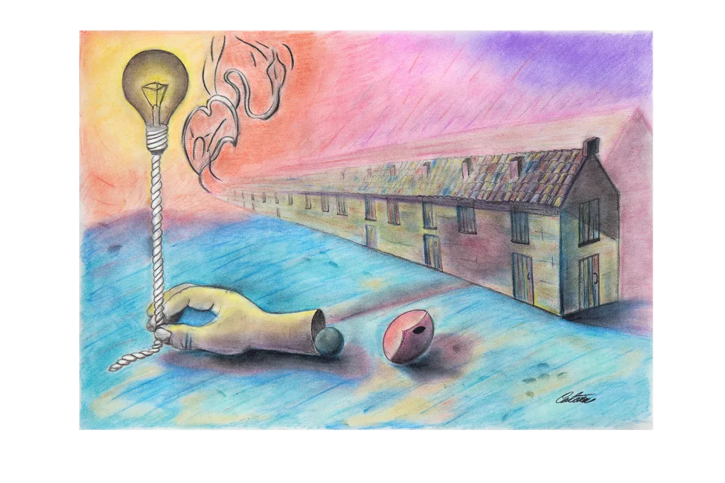 COMPOSIZIONE METAFISICA | Pittura a matita e gesso su carta