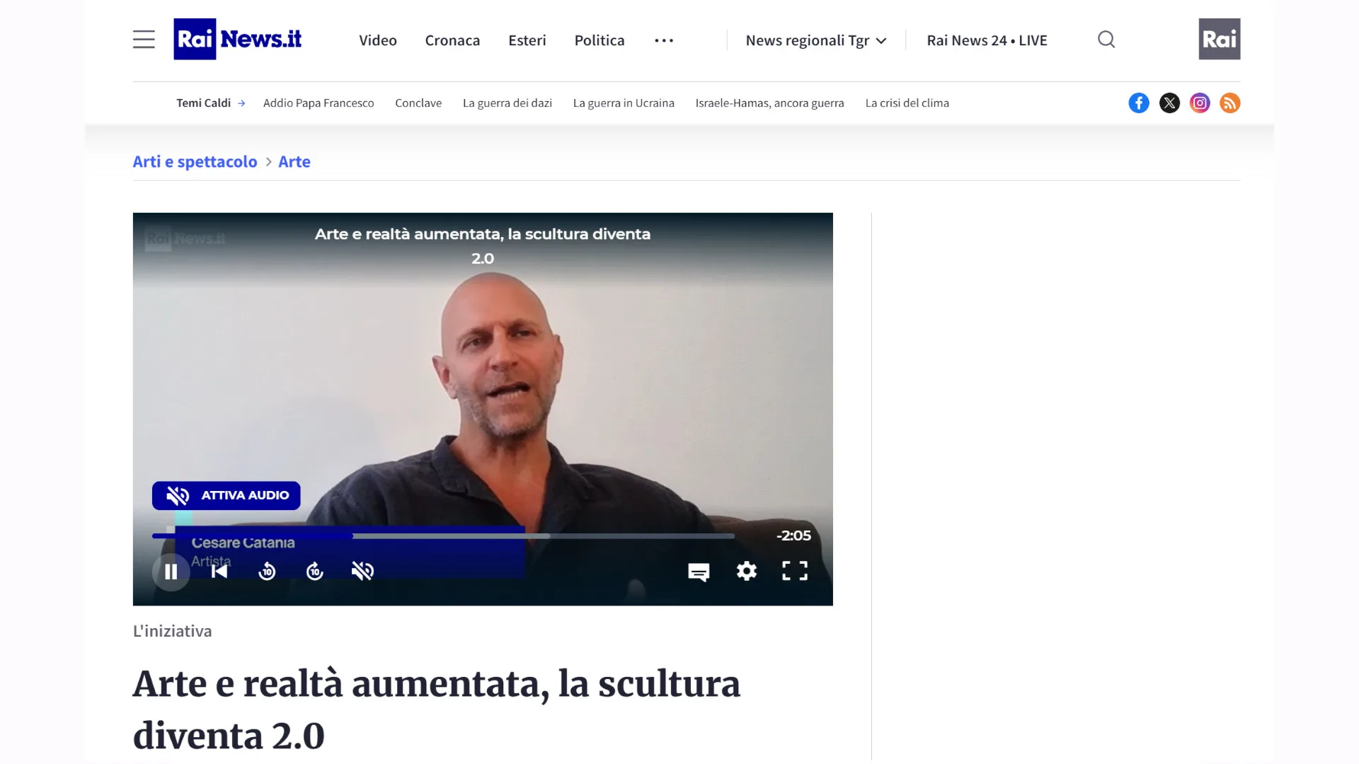 Cesare Catania spiega l’Arte Phygital – Intervista per RAInews.it