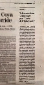 Cesare Catania inaugura la sua mostra personale di arte contemporanea a Monaco - La STAMPA 27 Settembre 2018 - Cesare Catania - Contemporary Art