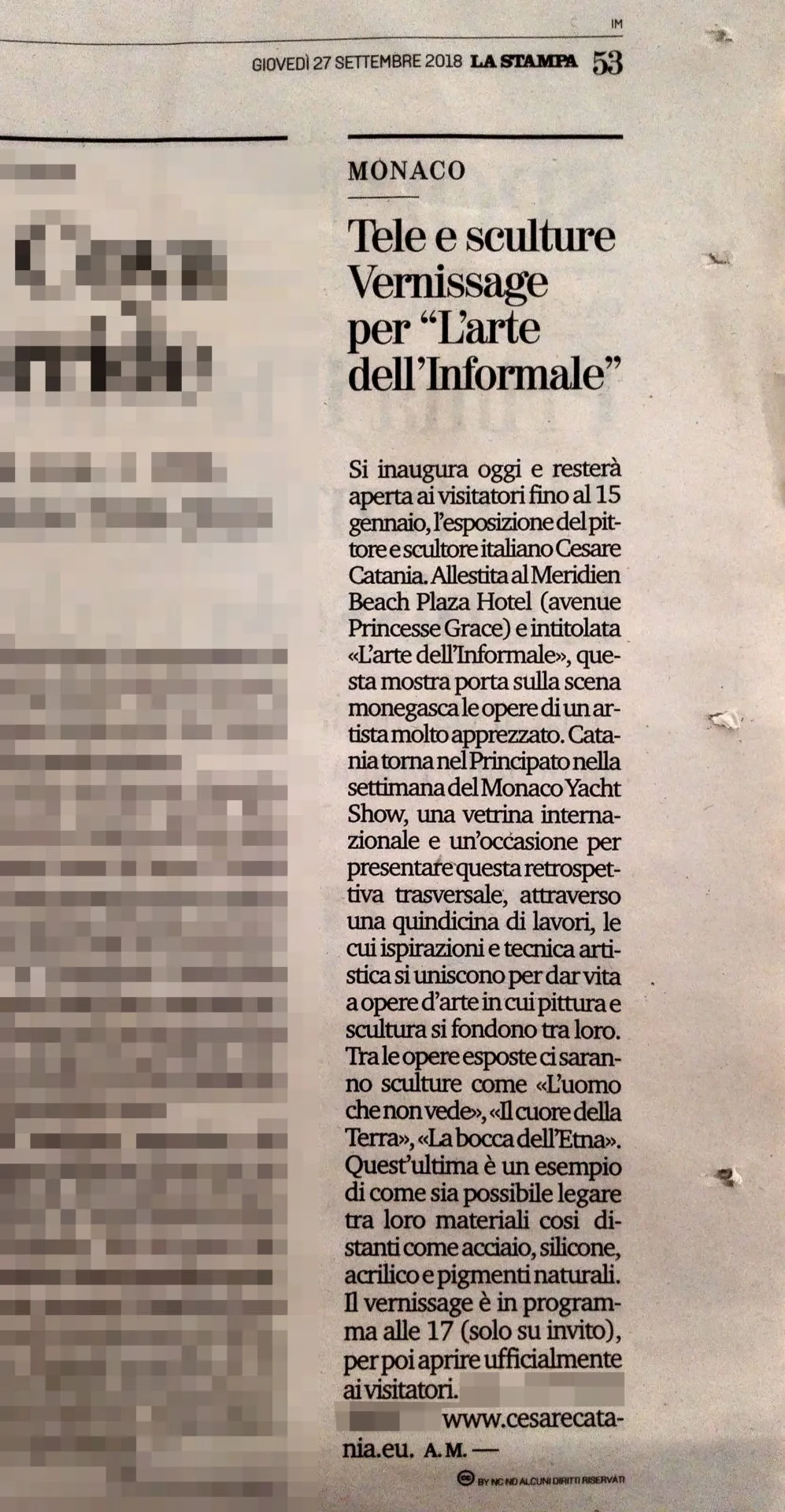Cesare Catania Inaugura La Sua Mostra Personale Di Arte Contemporanea A Monaco La Stampa Settembre