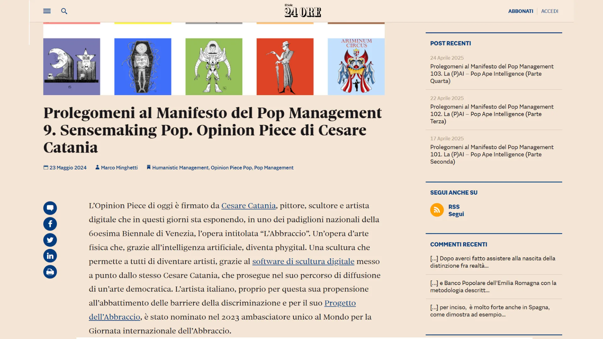 Cesare Catania alla Biennale di Venezia: Arte e Pop Management