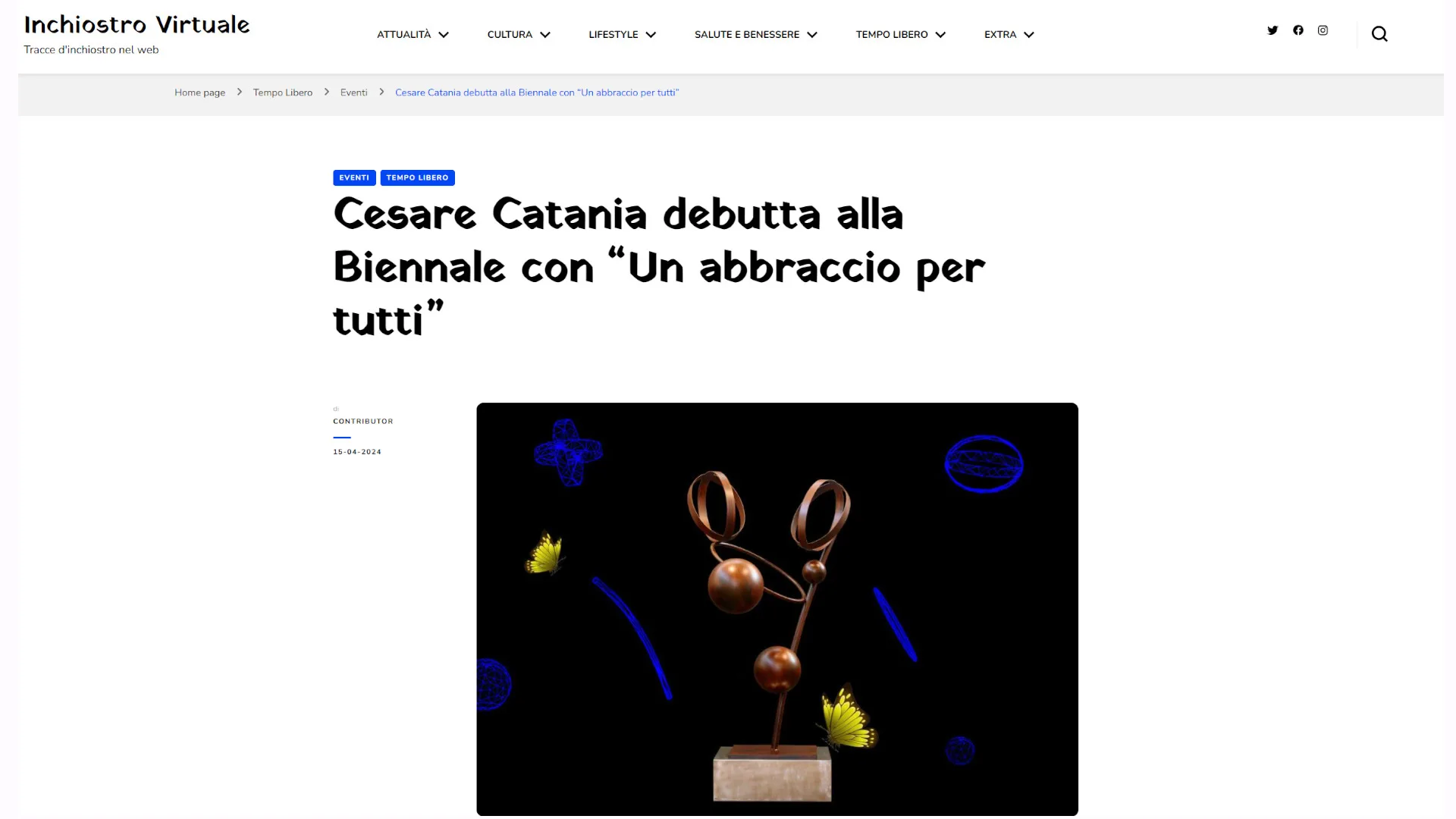 Cesare Catania debutta alla Biennale con “Un abbraccio per tutti”