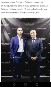 Cesare Catania with the italian ambassador Cristiano Gallo during his contemporary art exhibition in Monaco - Sept 2018 - 4 - Cesare Catania - Contemporary Art