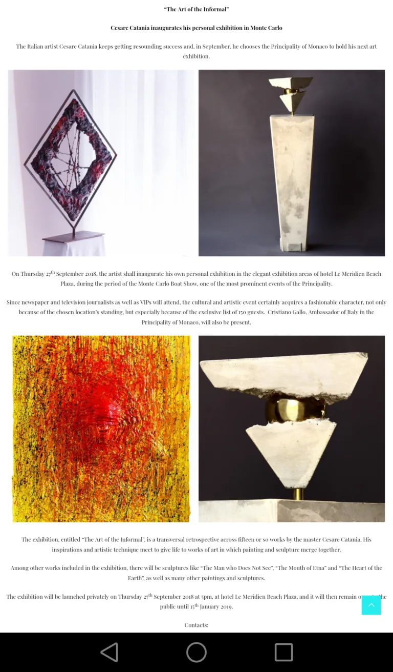 Contemporary Art Exhibition In Monaco By The Artist Cesare Catania