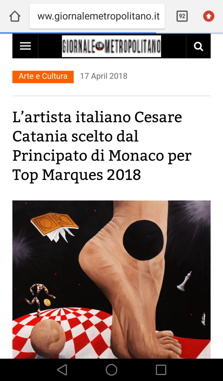Fonte: Giornale Metropolitano - Cesare Catania - Contemporary Art