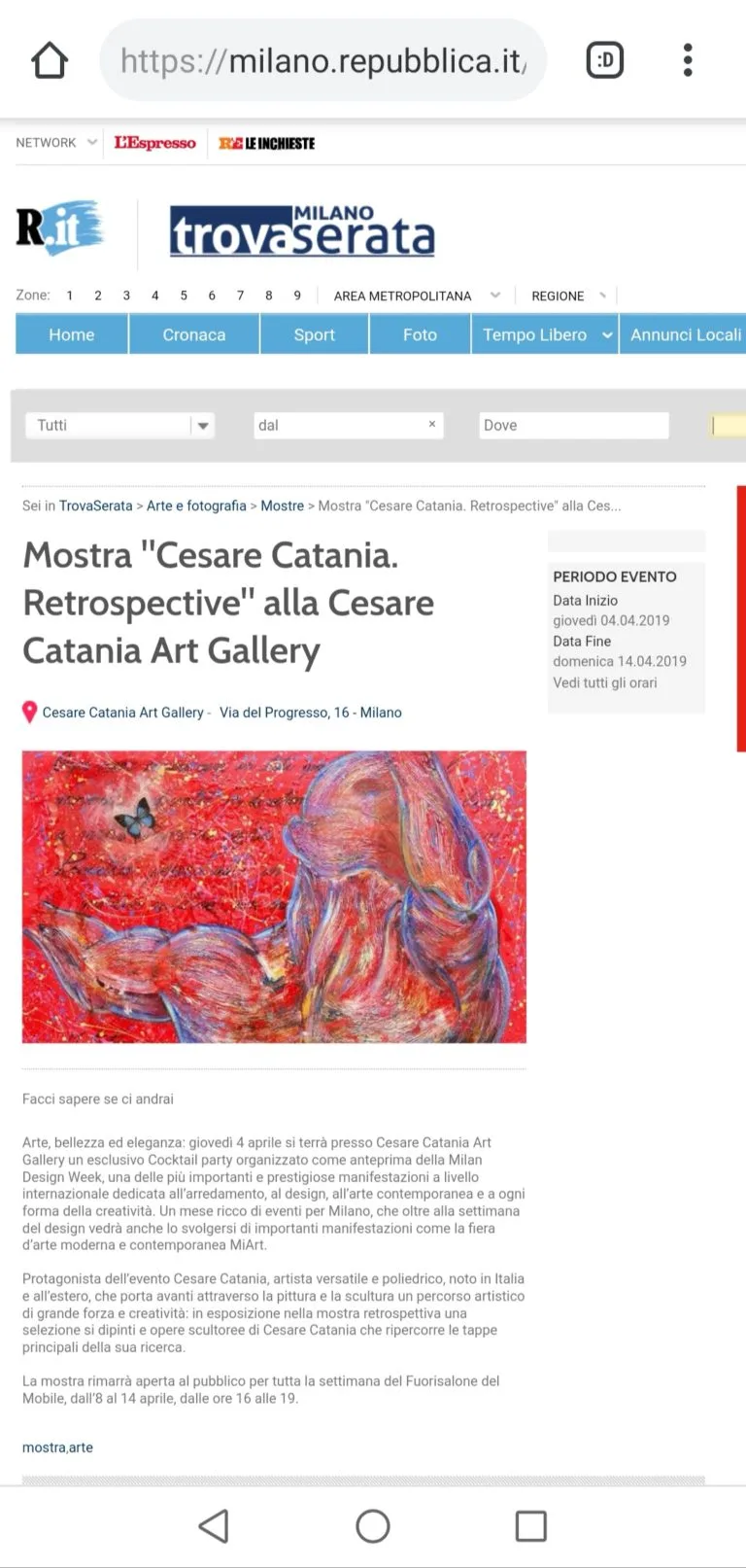 Fonte: La Repubblica - Cesare Catania - Contemporary Art