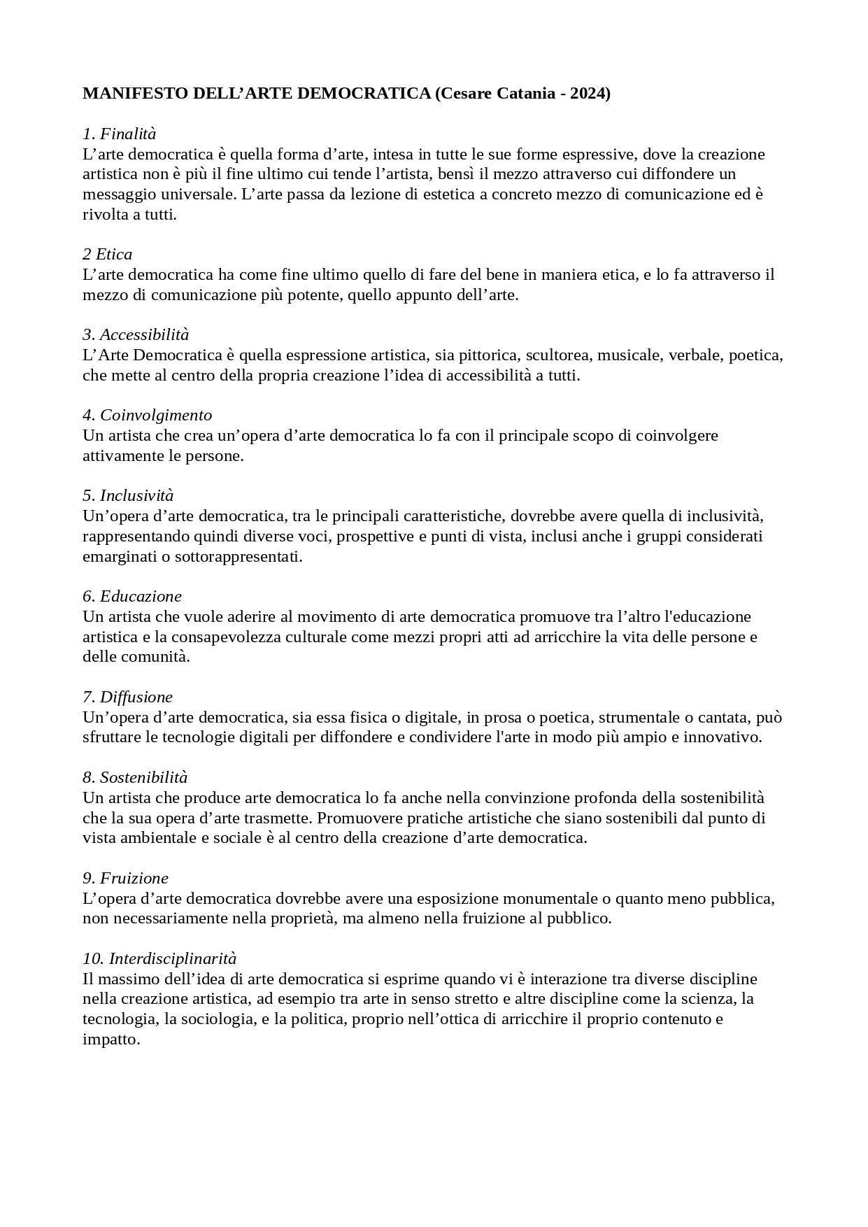 Manifesto Dellarte Democratica Page