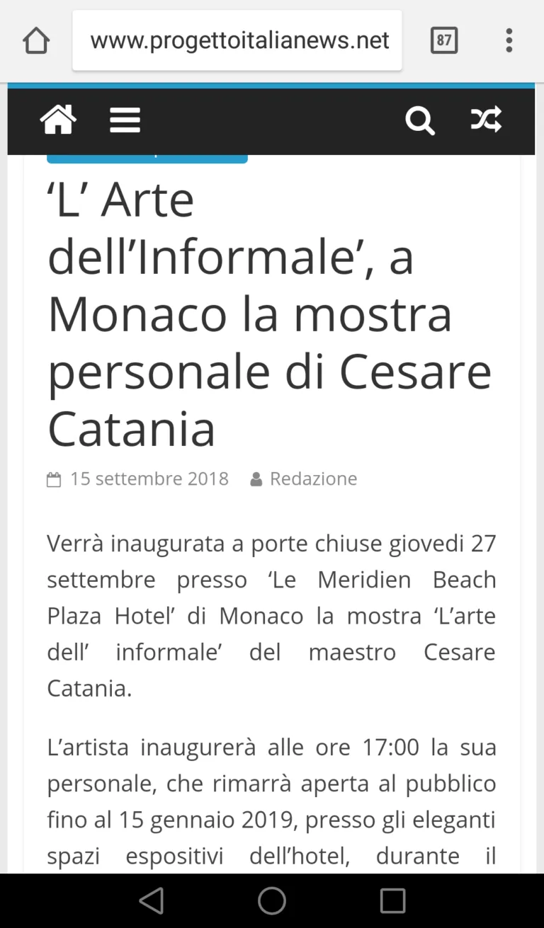 Mostra Di Arte Contemporanea A Montecarlo Dellartista Cesare Catania