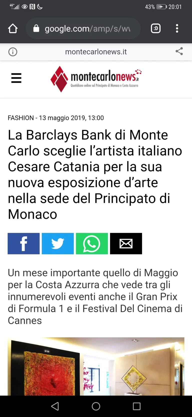 Fonte: Monaco News - Cesare Catania - Contemporary Art