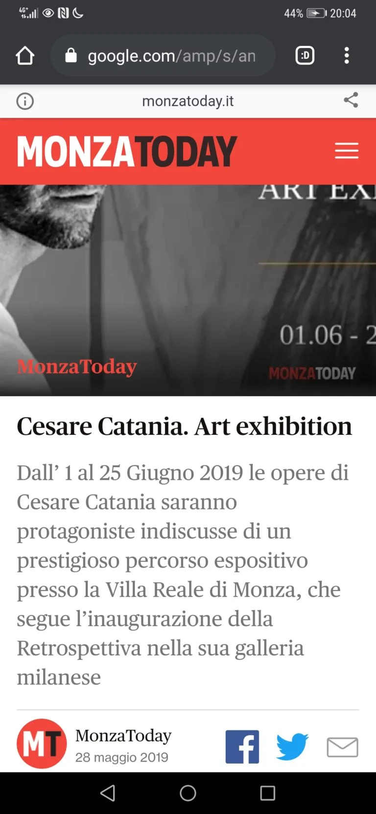 Fonte: Monza Today - Cesare Catania - Contemporary Art