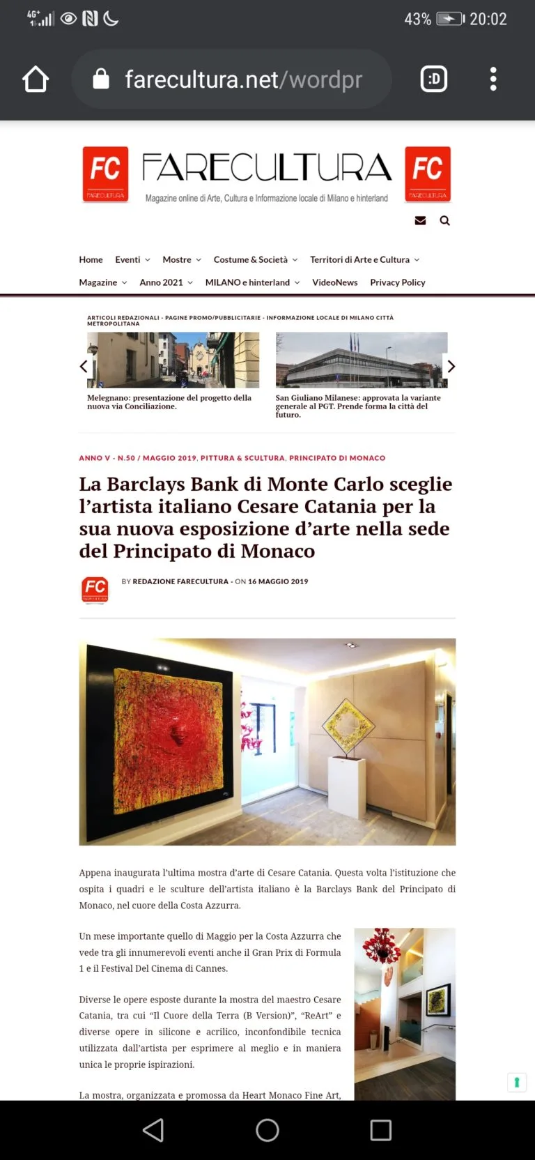 Fonte: FARECULTURA Magazine - Cesare Catania - Contemporary Art
