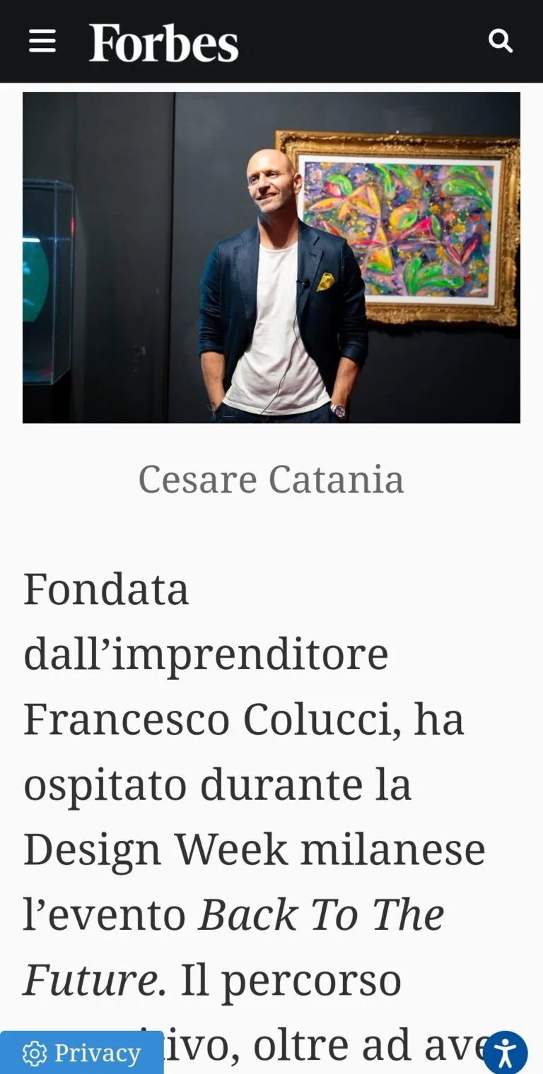 Fonte: FORBES - Cesare Catania - Contemporary Art