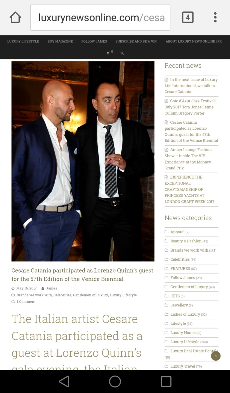 Fonte: Luxury News - Cesare Catania - Contemporary Art