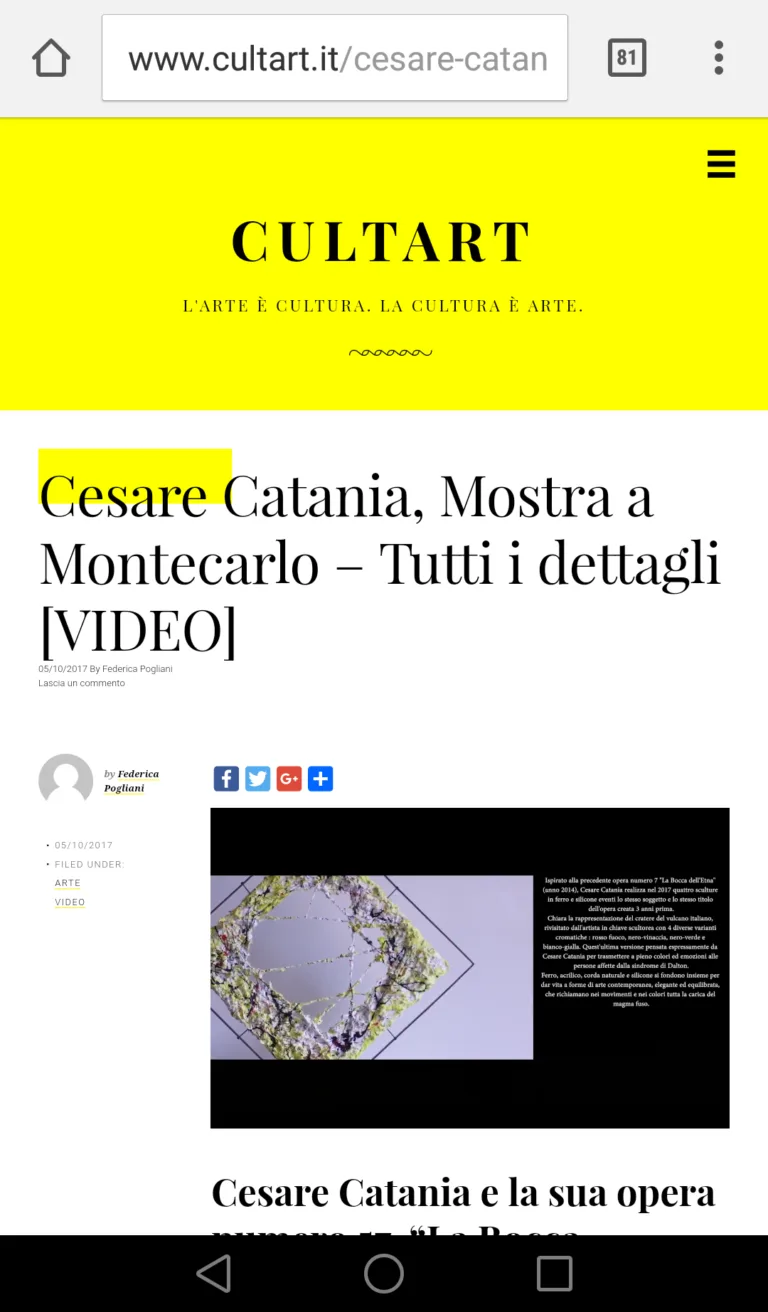 Fonte: Cultart - Cesare Catania - Contemporary Art