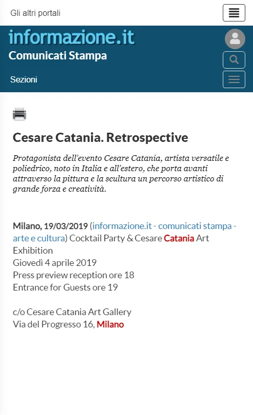 Fonte: Informazione.it - Cesare Catania - Contemporary Art