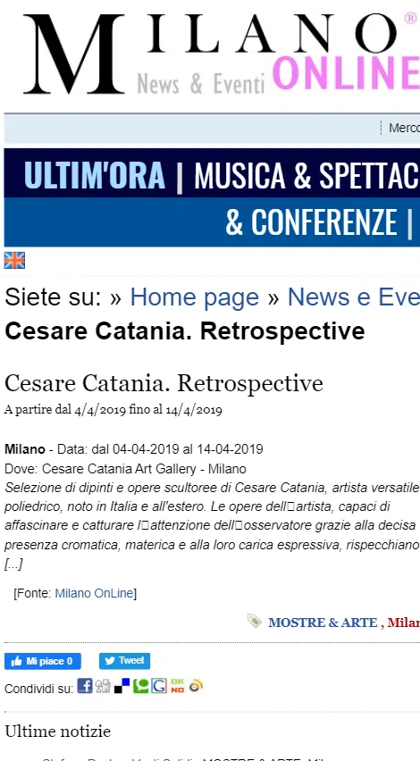Fonte: News Milano Online - Cesare Catania - Contemporary Art